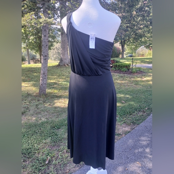 NWT Ann Taylor Elegant Black One-Shoulder Twist Dress Size 8 - Picture 8 of 11